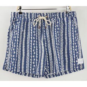 New Skwosh Pablo Pinstripe Men's XL Blue White Mesh Lined Swim Trunks Shorts